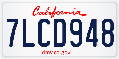 CA license plate 7LCD948