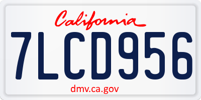 CA license plate 7LCD956