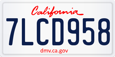 CA license plate 7LCD958