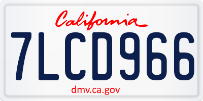 CA license plate 7LCD966