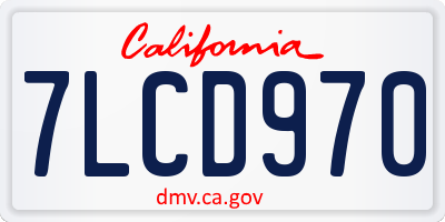 CA license plate 7LCD970
