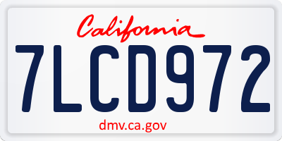 CA license plate 7LCD972