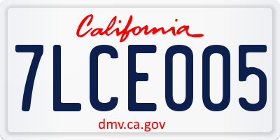 CA license plate 7LCE005