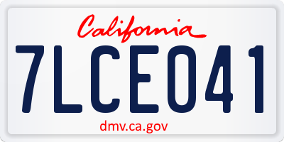 CA license plate 7LCE041