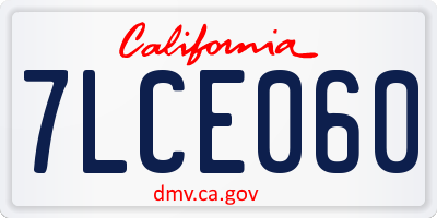 CA license plate 7LCE060