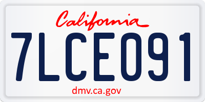 CA license plate 7LCE091