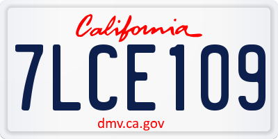 CA license plate 7LCE109