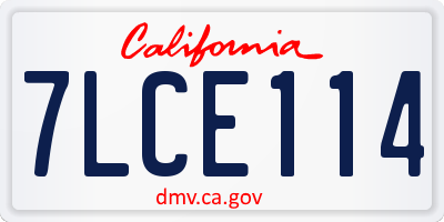 CA license plate 7LCE114
