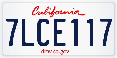 CA license plate 7LCE117