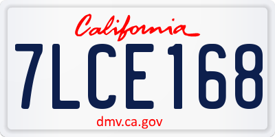 CA license plate 7LCE168