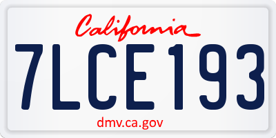 CA license plate 7LCE193