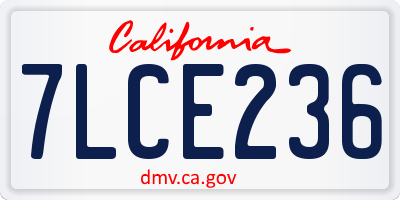 CA license plate 7LCE236