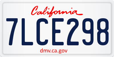 CA license plate 7LCE298
