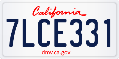 CA license plate 7LCE331