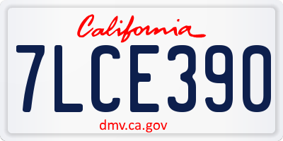 CA license plate 7LCE390