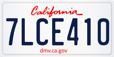 CA license plate 7LCE410