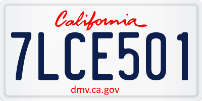 CA license plate 7LCE501