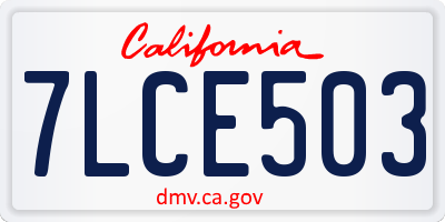 CA license plate 7LCE503