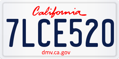 CA license plate 7LCE520