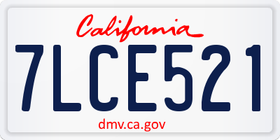 CA license plate 7LCE521
