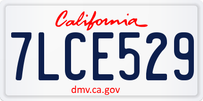 CA license plate 7LCE529