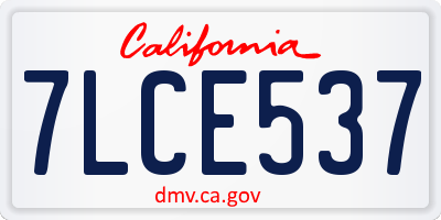 CA license plate 7LCE537