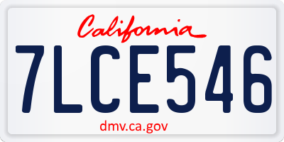 CA license plate 7LCE546