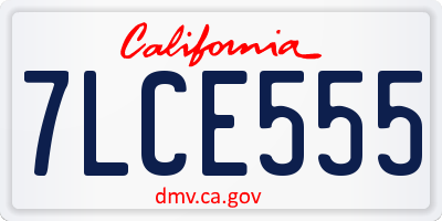 CA license plate 7LCE555