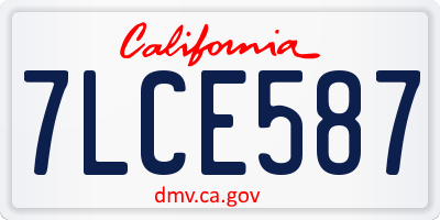 CA license plate 7LCE587
