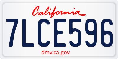 CA license plate 7LCE596