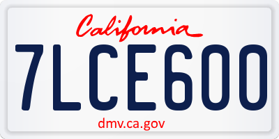 CA license plate 7LCE600