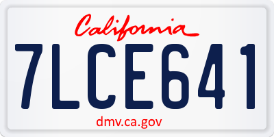 CA license plate 7LCE641