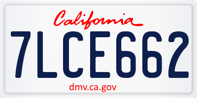CA license plate 7LCE662