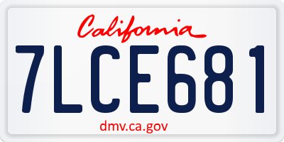 CA license plate 7LCE681