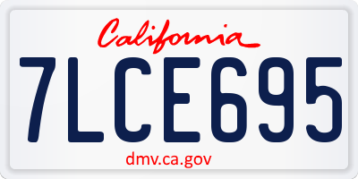 CA license plate 7LCE695