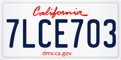 CA license plate 7LCE703