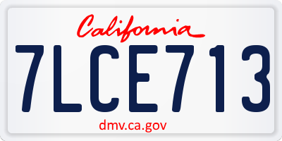 CA license plate 7LCE713