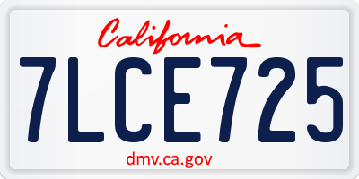 CA license plate 7LCE725