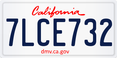 CA license plate 7LCE732