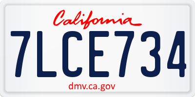 CA license plate 7LCE734
