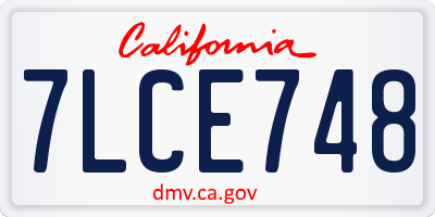 CA license plate 7LCE748