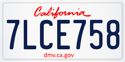CA license plate 7LCE758