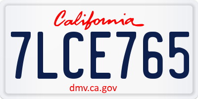 CA license plate 7LCE765