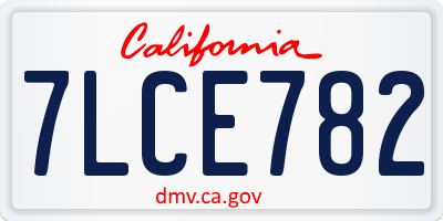 CA license plate 7LCE782