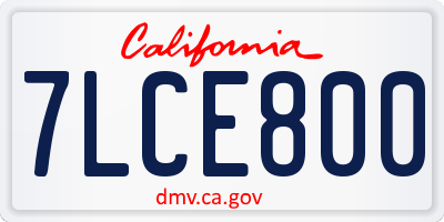 CA license plate 7LCE800