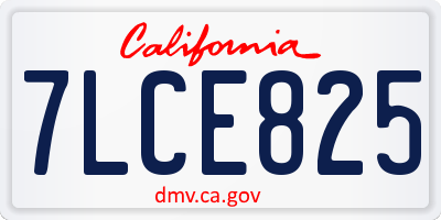 CA license plate 7LCE825