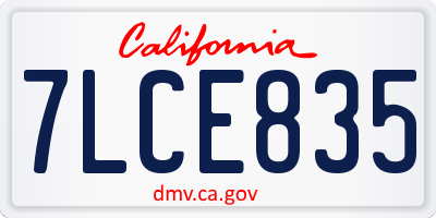 CA license plate 7LCE835