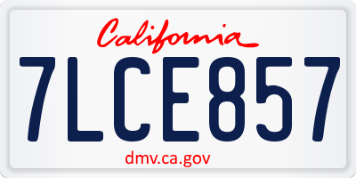 CA license plate 7LCE857