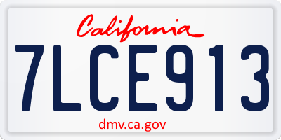 CA license plate 7LCE913