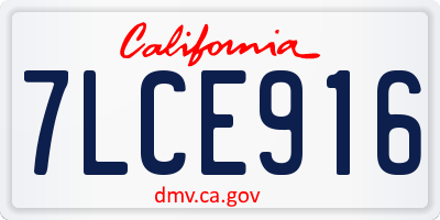 CA license plate 7LCE916